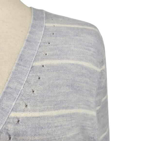 Banana Republic Merino Wool V-Neck Sweater Size Medium – Pastel Stripe Knit - Picture 8 of 10